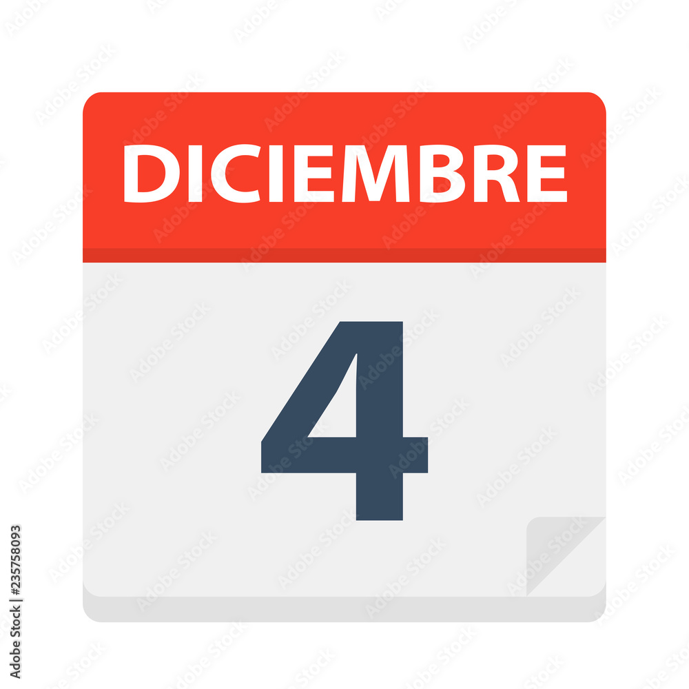 Obraz premium Diciembre 4 - Calendar Icon - December 4. Vector illustration of Spanish Calendar Leaf