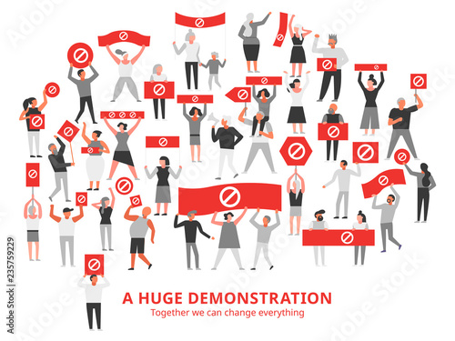 Demonstration Crowd Protesting Illustration