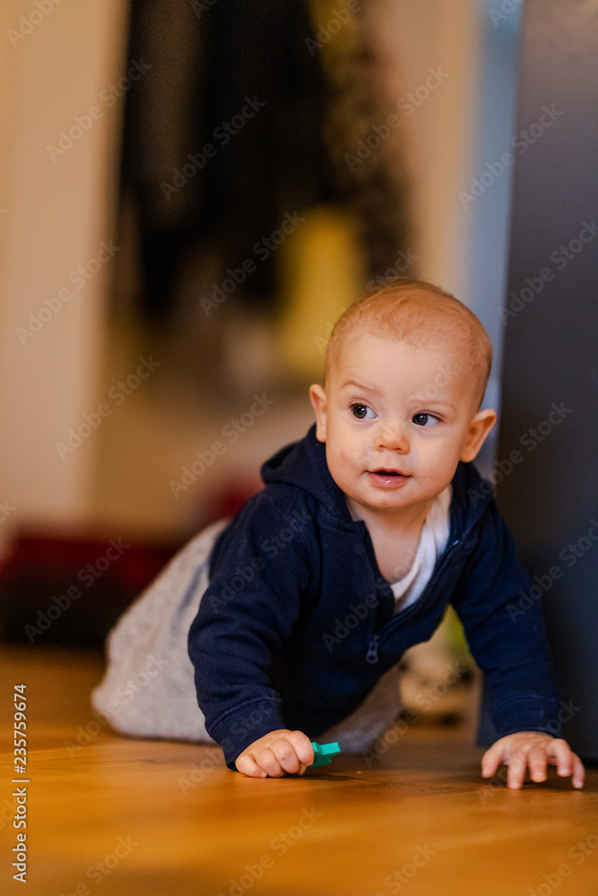 Happy boy crawling around Happy boy crawling around