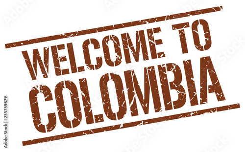 welcome to Colombia stamp