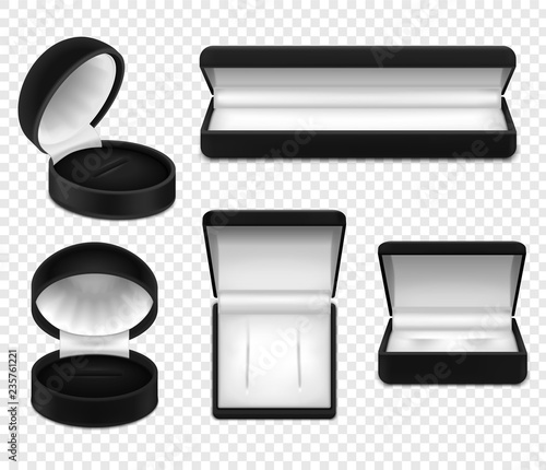 Realistic Jewelry Boxes Transparent Set