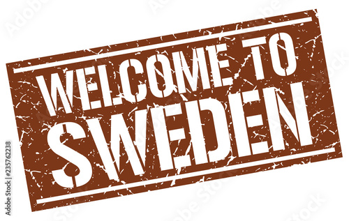 welcome to Sweden stamp