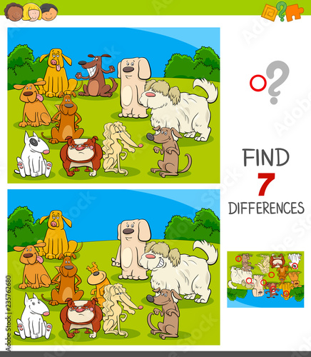 differences game with dog characters