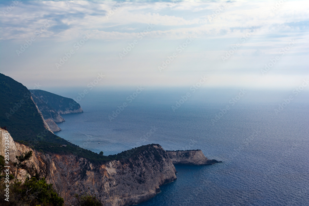 Beautiful top view coastline at Lefkada island in Greece