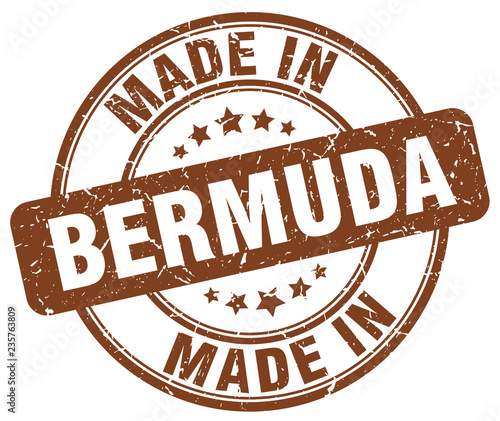 made in Bermuda brown grunge round stamp