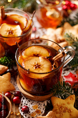 Compote of dried fruits and aromatic spices, a traditional drink during Christmas dinner.  Traditional Polish Christmas