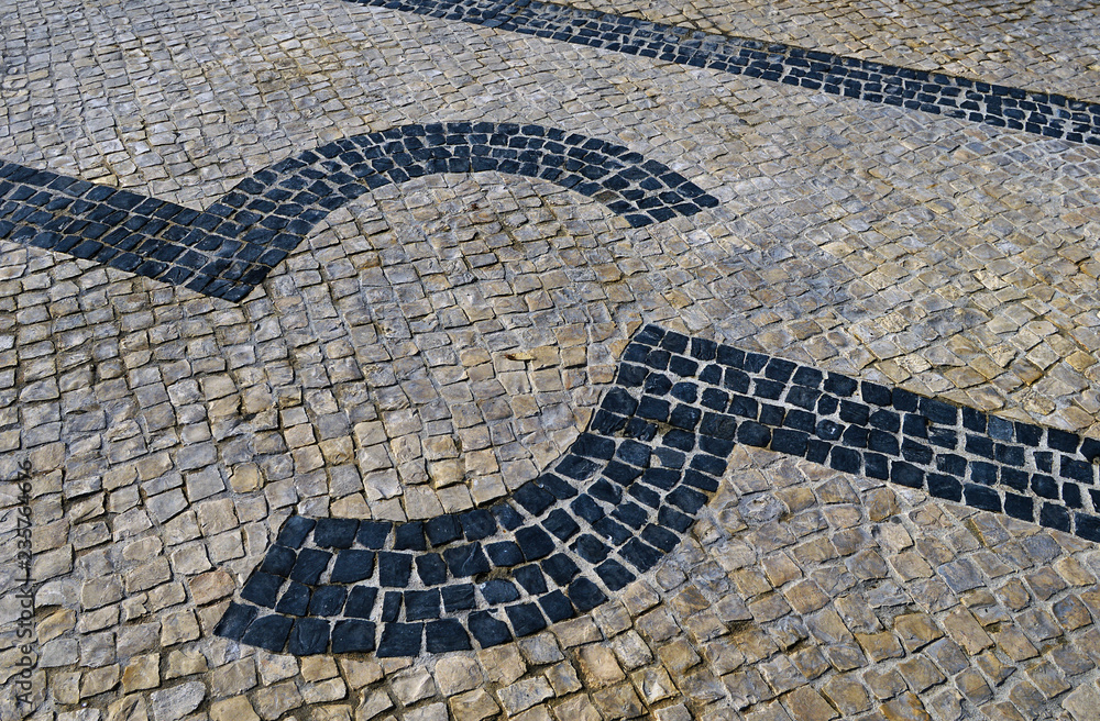 Traditional portuguese stone mosaic calcade Traditional portuguese stone mosaic calcade