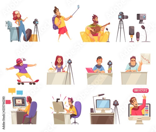 Online Vlogger Icon Set