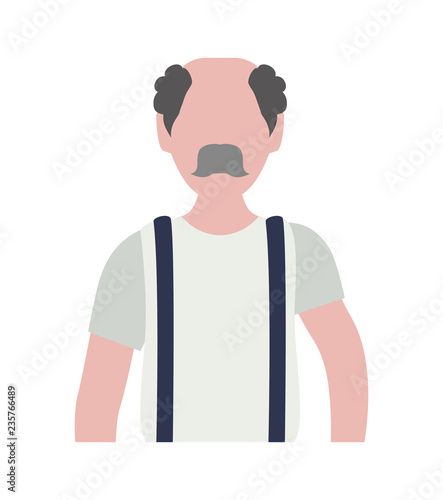 old man bald with mustache avatar character