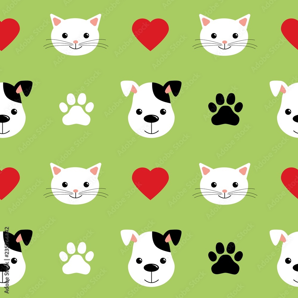 Cartoon cute cats and dogs vector seamless pattern. Good for background ...