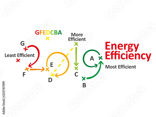 Energy Efficiency New Year 2019 word cloud colorful marks white background vector