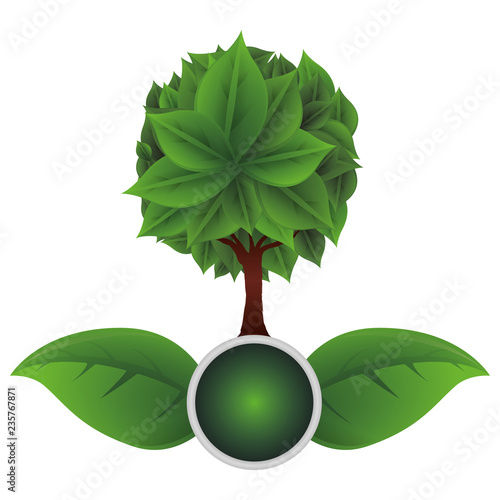 ecology leafs with tree plant icon