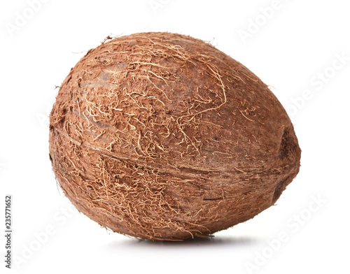 whole coconut isolated on white background