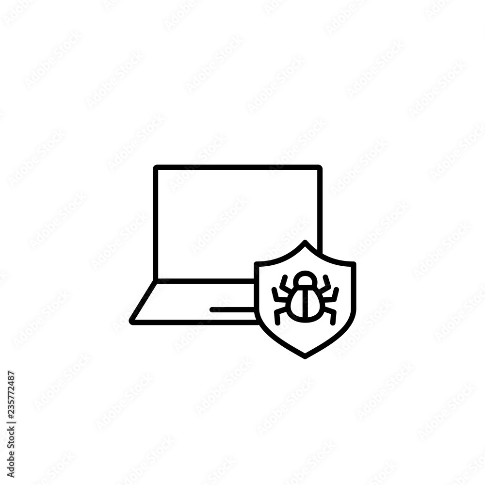 computer bug virus security symbol line black icon on white background computer bug virus security symbol line black icon on white background
