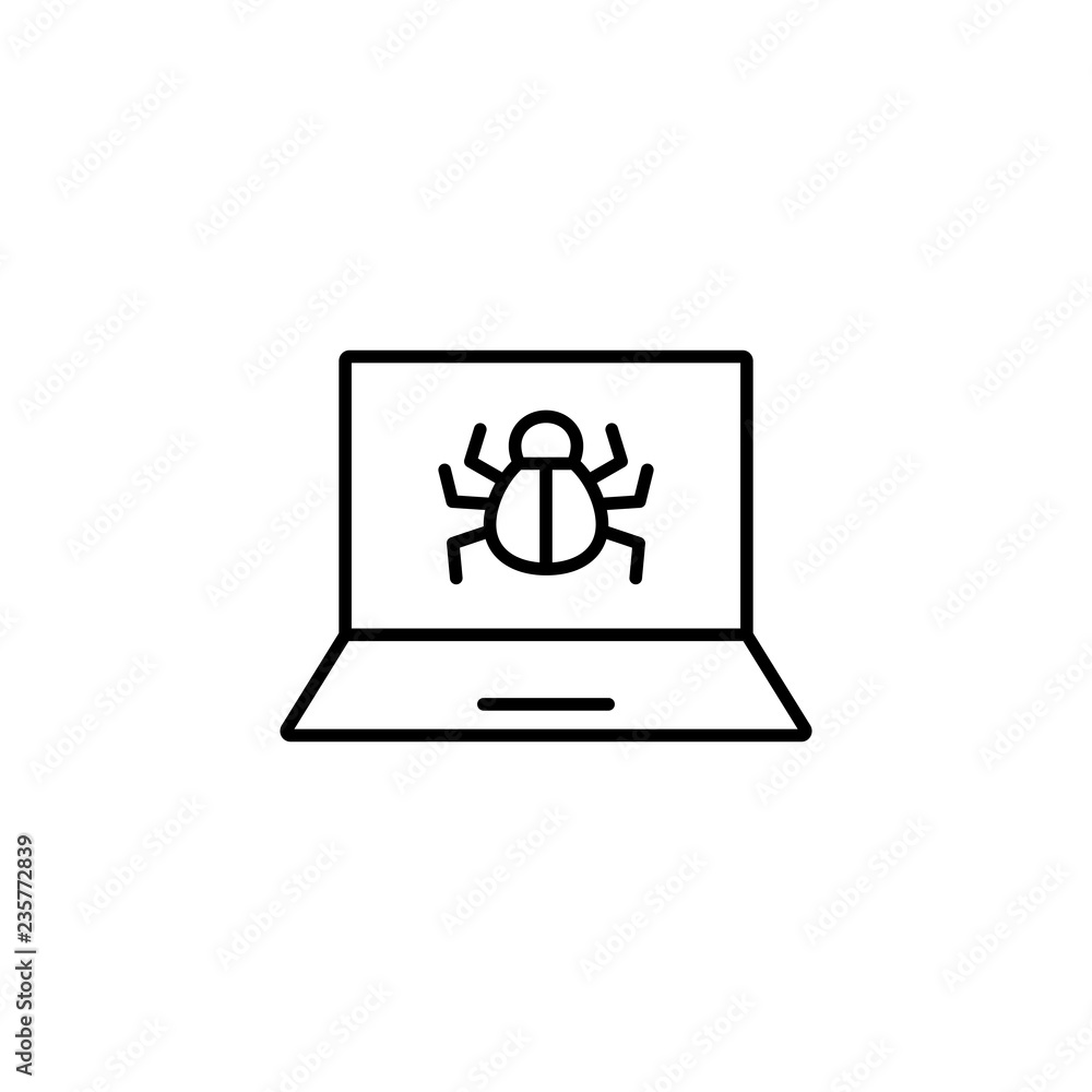 computer bug virus symbol line black icon on white background computer bug virus symbol line black icon on white background