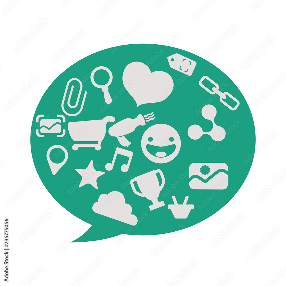 speech bubble with social media icons
