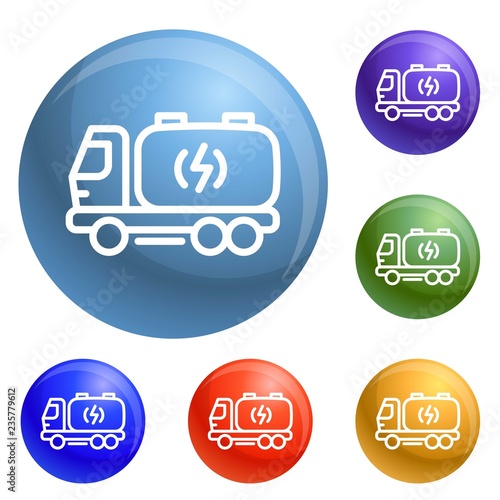 Truck energy icons set vector 6 color isolated on white background