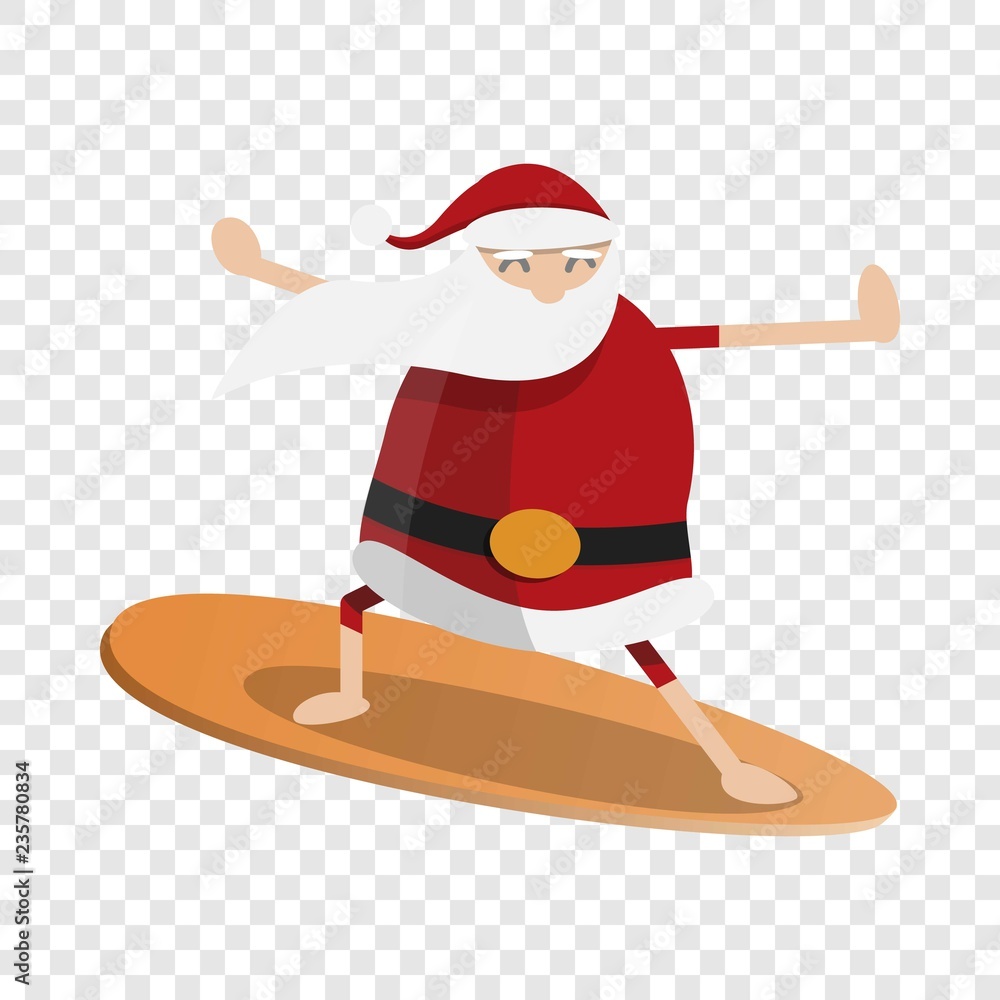 Santa claus surfing icon. Cartoon of santa claus surfing vector icon for web design  