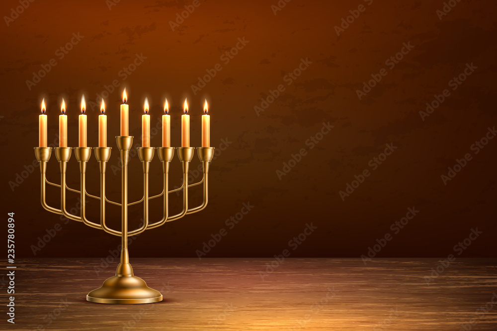 Vector hanukkah jewish holiday menorah wood table Vector hanukkah jewish holiday menorah wood table
