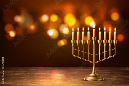 Vector hanukkah jewish holiday menorah david star photo