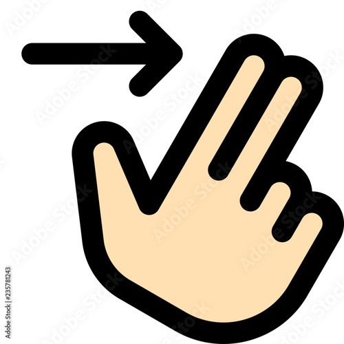 Right swipe with two fingers
