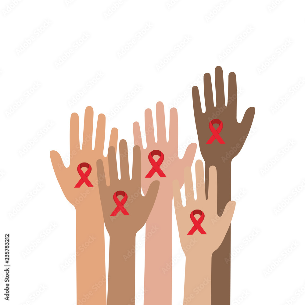 hands human up with ribbon fighting hands human up with ribbon fighting