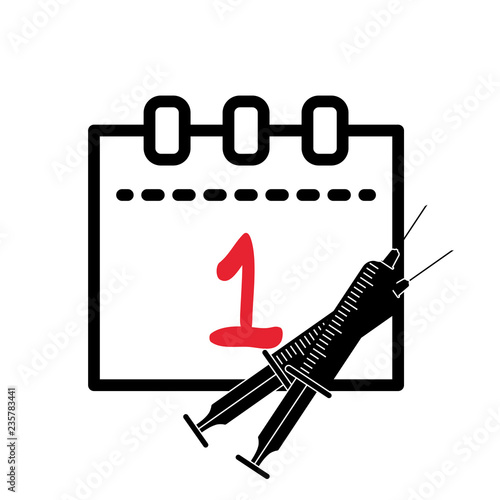 calendar december one date with syringe