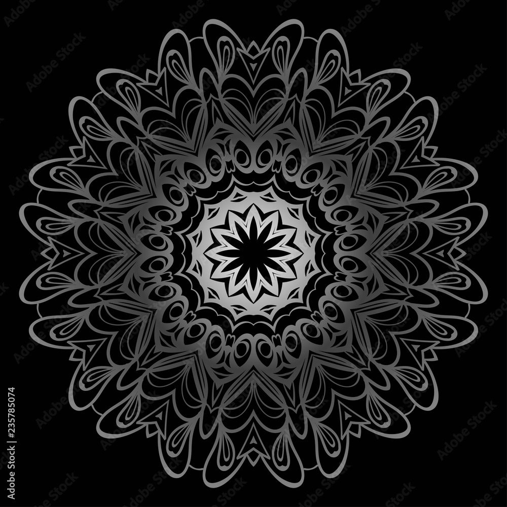Round pattern flower mandala. circle floral ornament. Legend decorative vector illustration Round pattern flower mandala. circle floral ornament. Legend decorative vector illustration