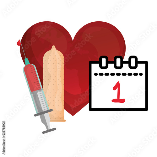 calendar december one date with syringe and condoms