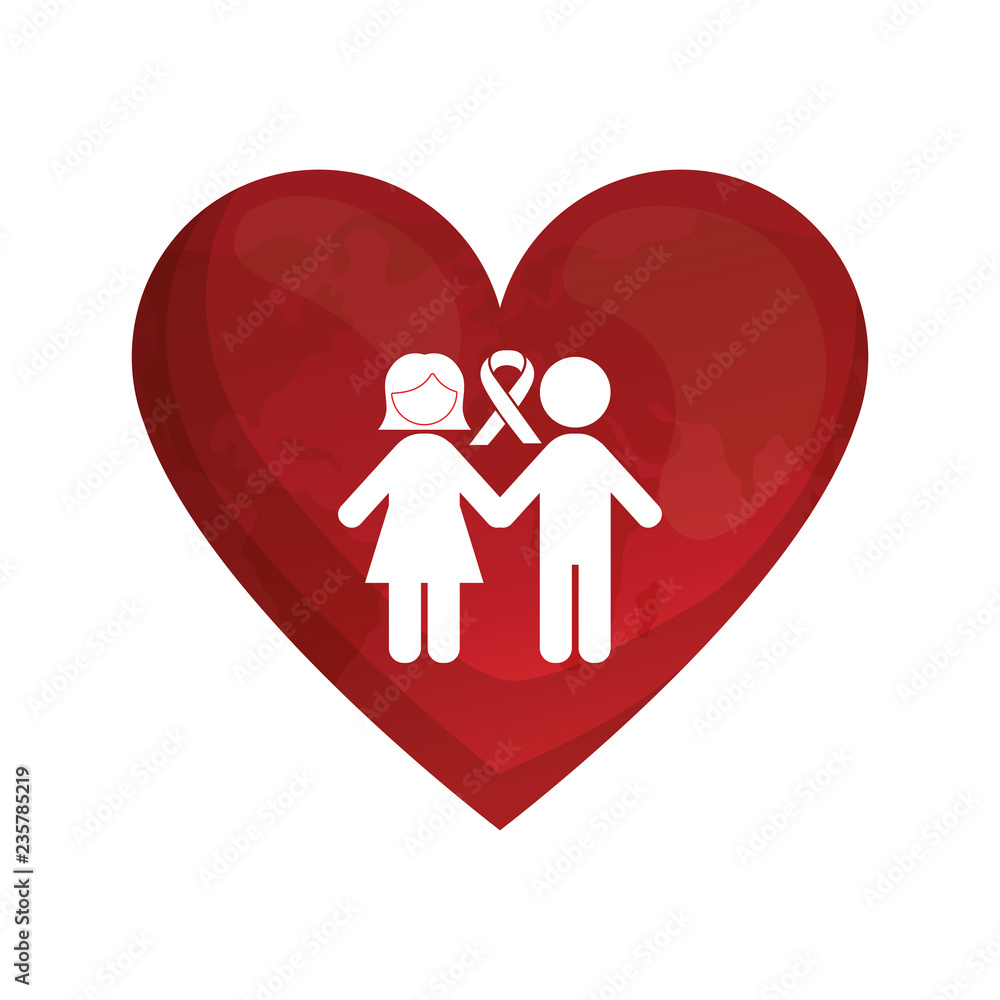 couple silhouette with red ribbon hiv fight couple silhouette with red ribbon hiv fight