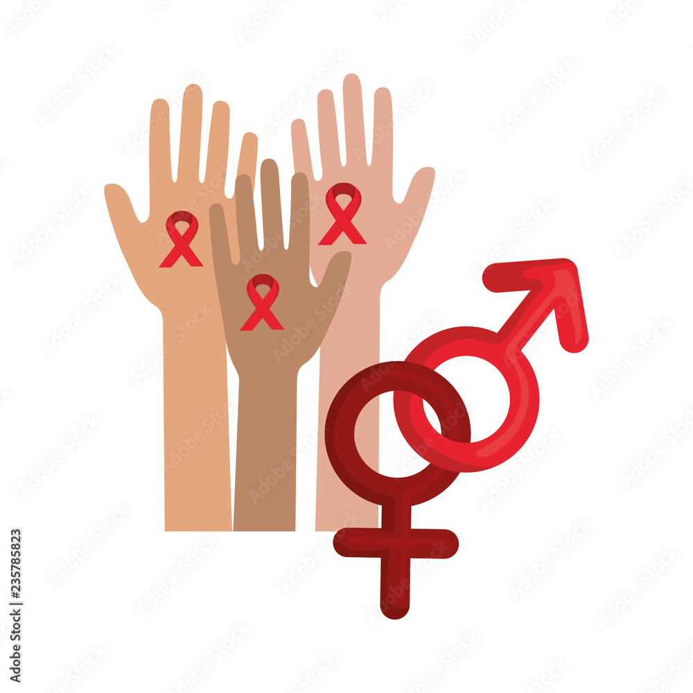 genders male and female with hands up genders male and female with hands up