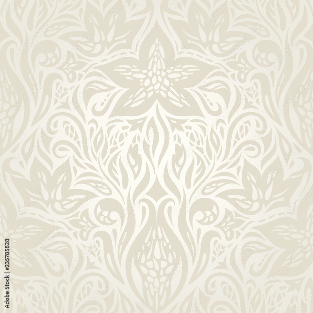Wedding pale floral pattern Retro floral ecru decorative vector pattern wallpaper design in trendy fashion vintage style Wedding pale floral pattern Retro floral ecru decorative vector pattern wallpaper design in trendy fashion vintage style