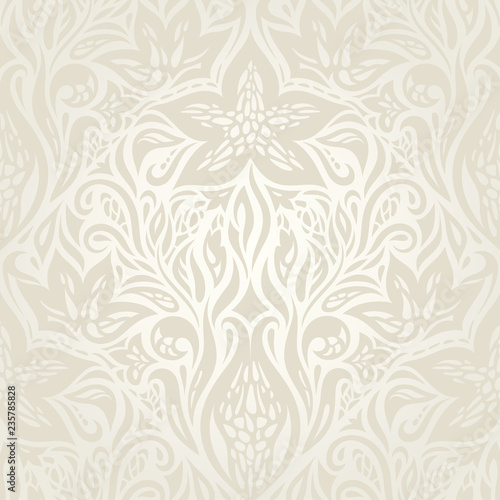 Wedding pale floral pattern Retro floral ecru decorative vector pattern wallpaper design in trendy fashion vintage style