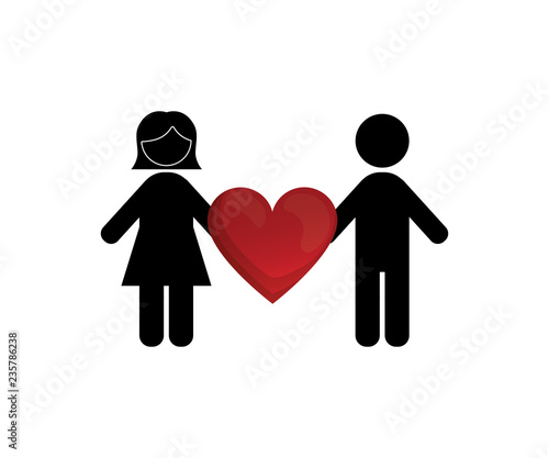 young couple silhouettes avatars characters