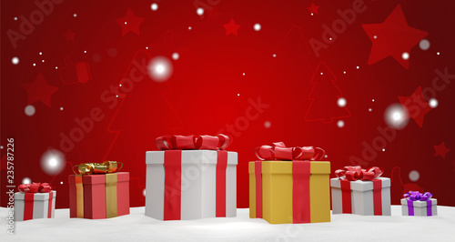 Christmas presents with ribbon 3d-illustration