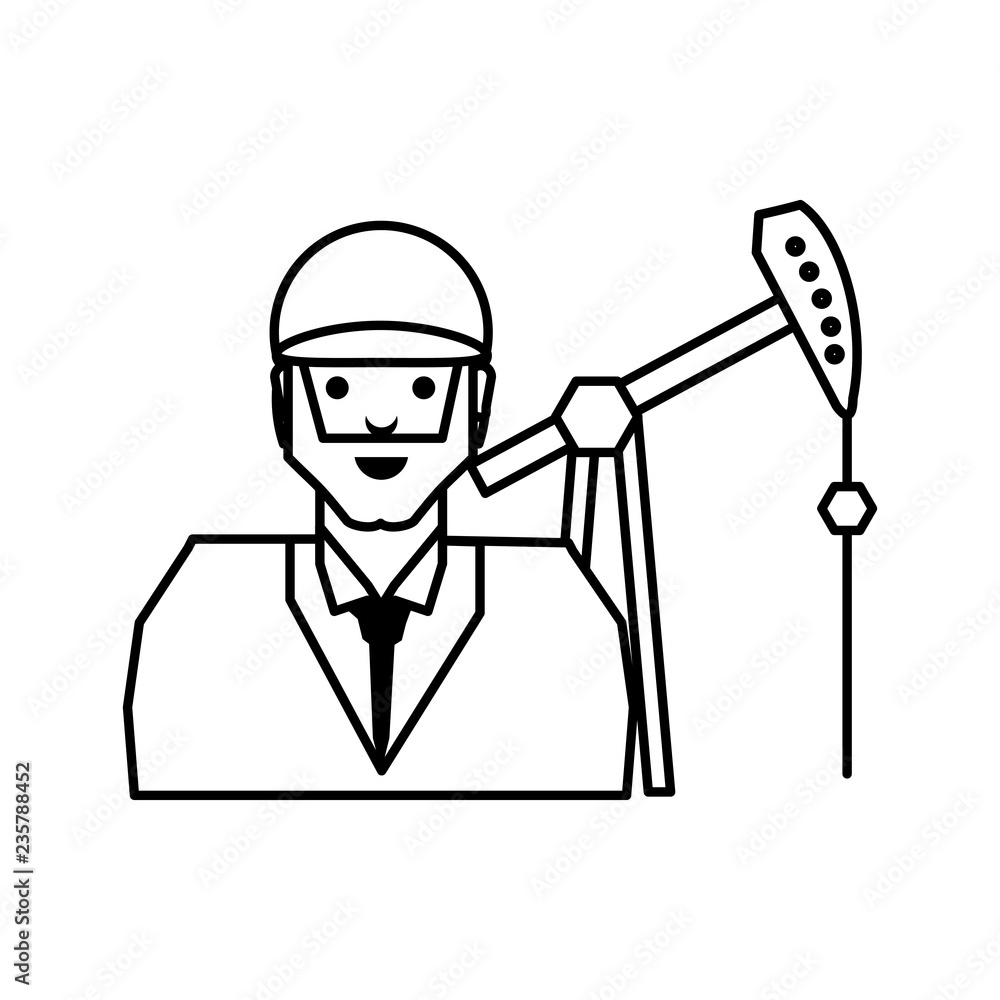 oil excavation drill industry with worker character