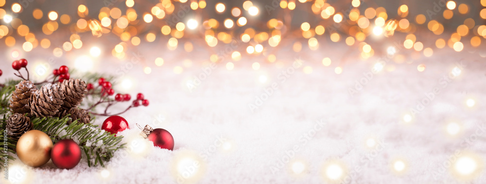 Golden Christmas Winter Background Panorama Golden Christmas Winter Background Panorama