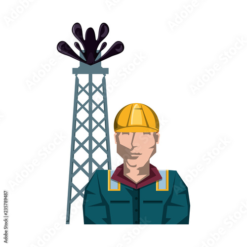 tower of plant oil extraction with worker character