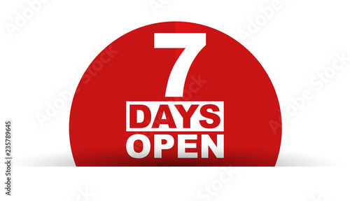 red vector banner seven days open
