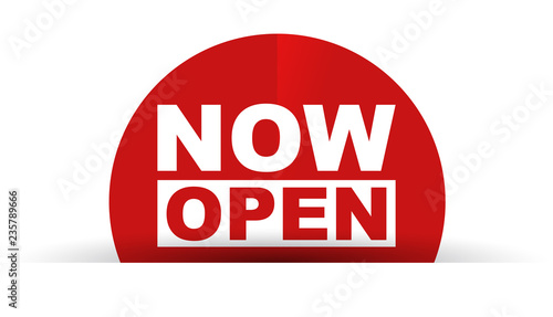 red vector banner now open