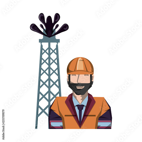 tower of plant oil extraction with worker character