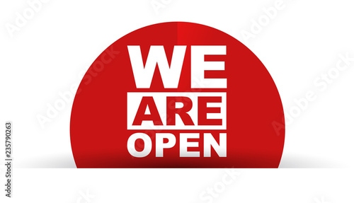 red vector banner we are open
