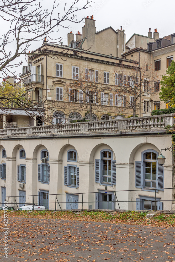 Fototapeta premium Street in Old town of city of Geneva, Switzerland