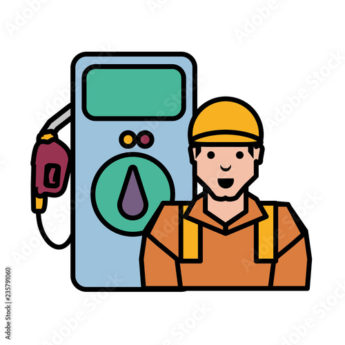 worker character with dispenser service station