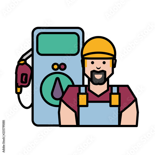 worker character with dispenser service station