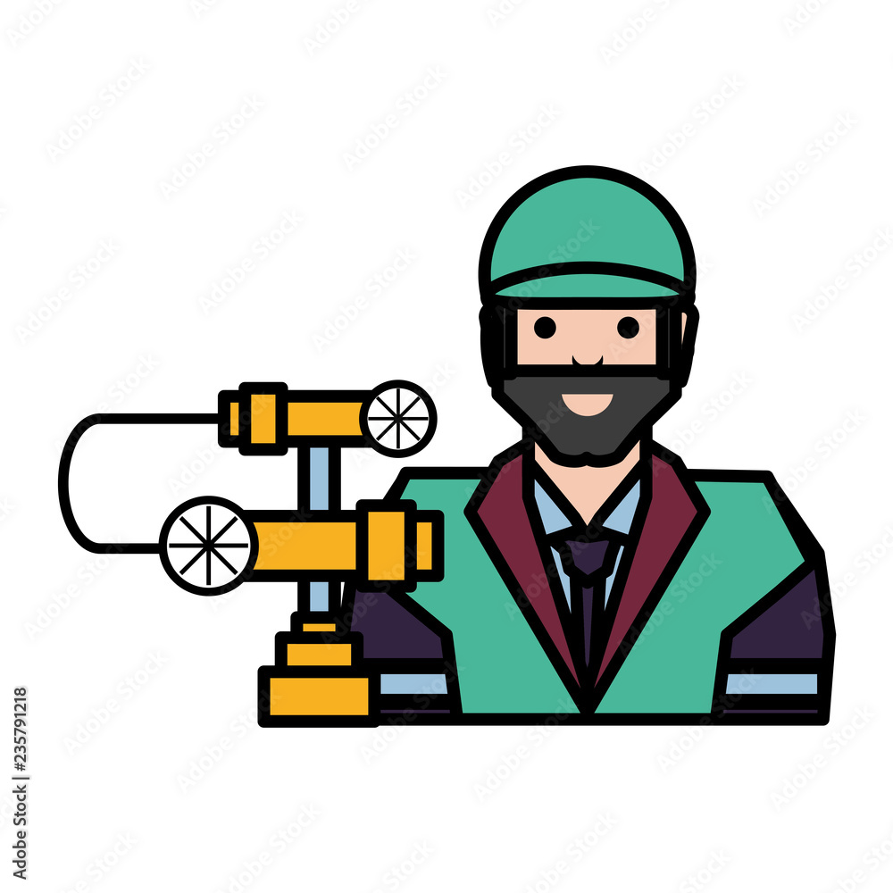 pipeline petroleum with worker character pipeline petroleum with worker character