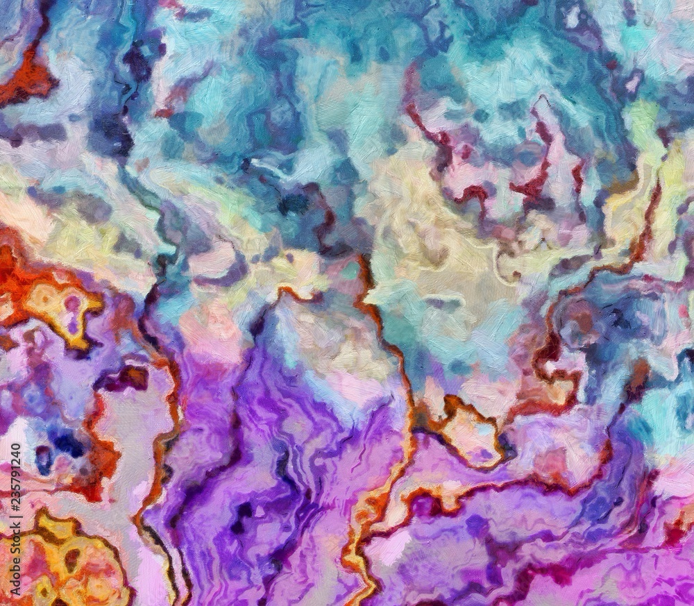 Detailed close-up grunge multi color abstract background. Dry brush strokes hand drawn oil painting on canvas texture. Creative simple pattern for graphic work, web design or wallpaper.