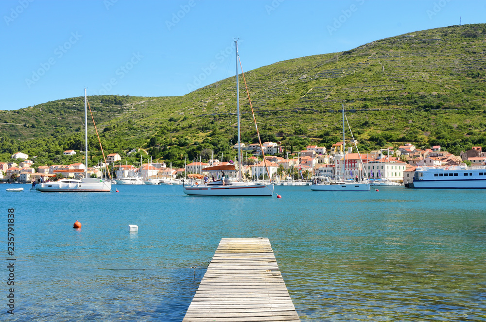 Wooden Pier View of Vis Town - Vis, Croatia