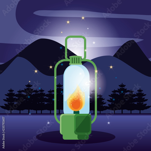 lantern in landscape of camping zone