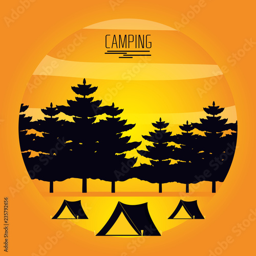 camping zone with tents and landscape